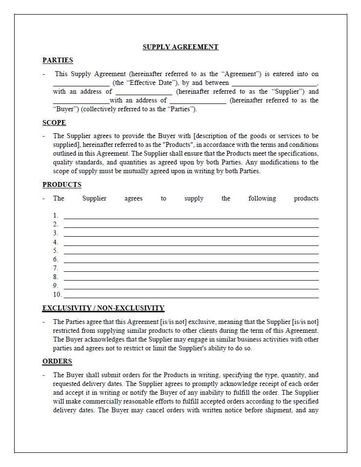 Supply-Agreement-Template